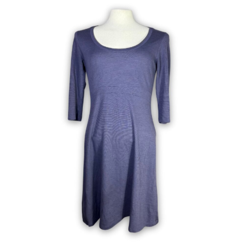 Horny Toad (Toad&Co) Purple 3/4 Sleeve Jersey Knit A-Line Dress Sz Medium